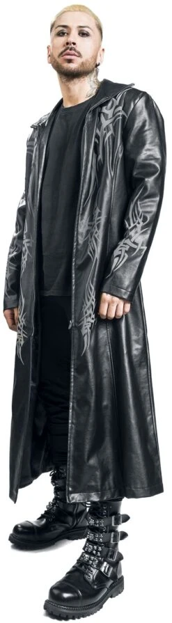 "Tribal Coat" Imitation Leather Coat Black -Fashionable Men's Clothing Store 137920wa