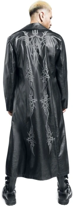 "Tribal Coat" Imitation Leather Coat Black -Fashionable Men's Clothing Store 137920wb