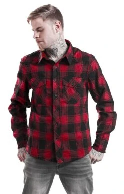 "Checkshirt" Flanel Shirt Red-black By Brandit -Fashionable Men's Clothing Store 228664wa