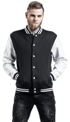 "2-Tone College" Varsity Jacket Black-white By Urban Classics -Fashionable Men's Clothing Store 229602wa emp