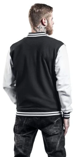 "2-Tone College" Varsity Jacket Black-white By Urban Classics -Fashionable Men's Clothing Store 229602wb emp