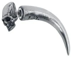 "Tomb Skull Horn" Ear Stud Silver-coloured By Alchemy Gothic