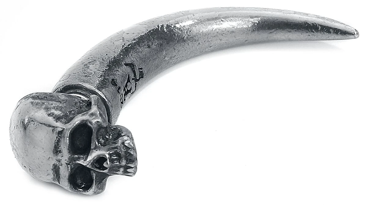 "Tomb Skull Horn" Ear Stud Silver-coloured By Alchemy Gothic 6 "Tomb Skull Horn" Ear Stud Silver-coloured By Alchemy Gothic - Image 4