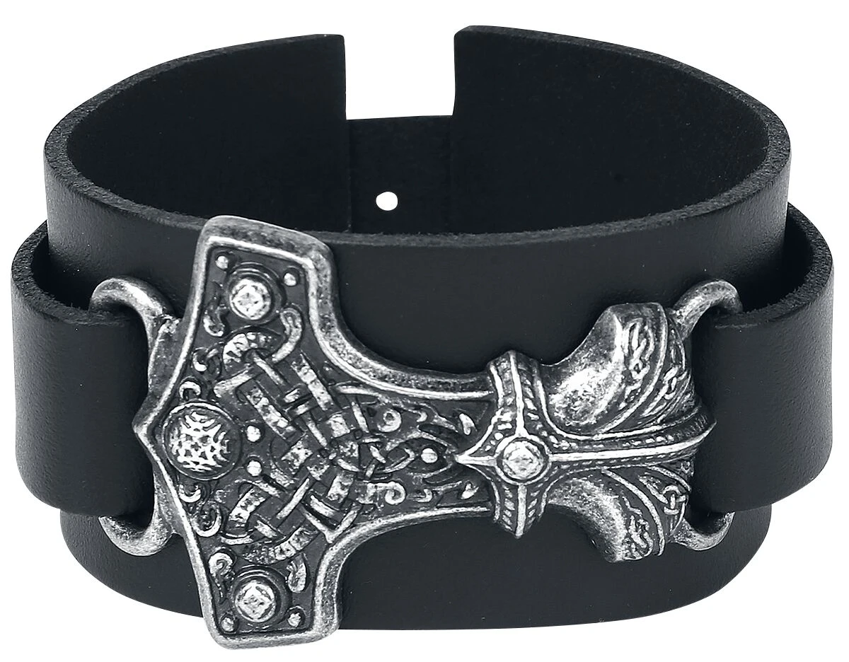 "Thorshammer" Leather Bracelet By Alchemy Gothic 3 "Thorshammer" Leather Bracelet By Alchemy Gothic