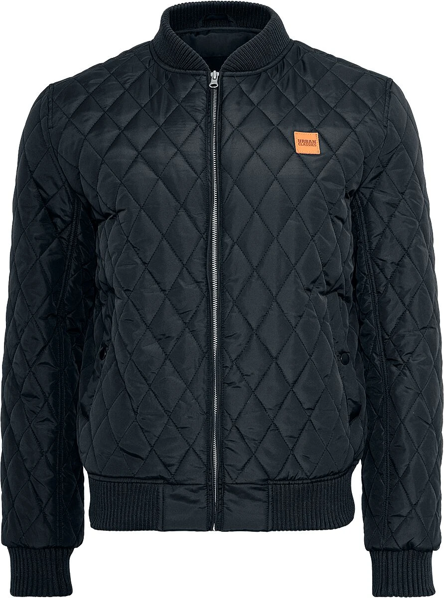"Diamond Quilt Nylon Jacket" Between-seasons Jacket Black By Urban Classics 3 "Diamond Quilt Nylon Jacket" Between-seasons Jacket Black By Urban Classics