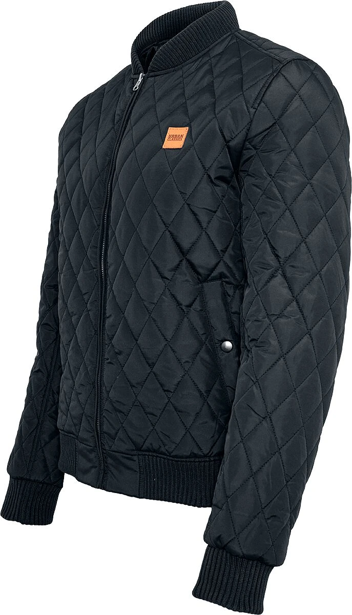 "Diamond Quilt Nylon Jacket" Between-seasons Jacket Black By Urban Classics 5 "Diamond Quilt Nylon Jacket" Between-seasons Jacket Black By Urban Classics - Image 3