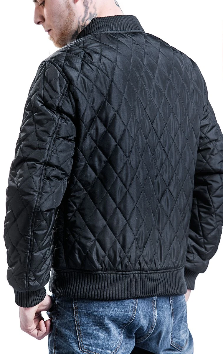 "Diamond Quilt Nylon Jacket" Between-seasons Jacket Black By Urban Classics 7 "Diamond Quilt Nylon Jacket" Between-seasons Jacket Black By Urban Classics - Image 5