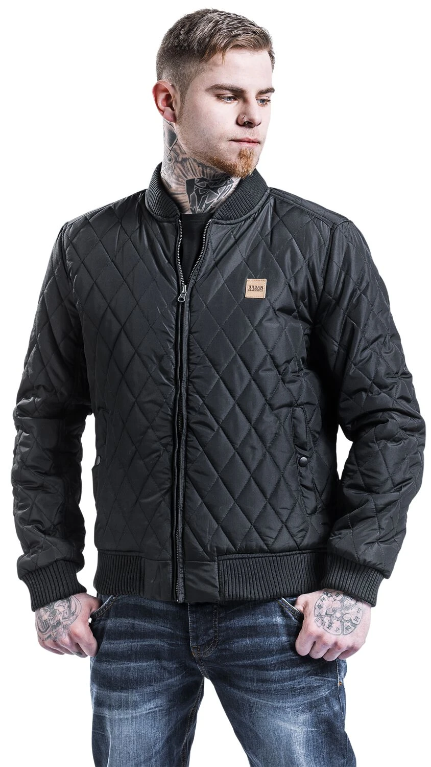 "Diamond Quilt Nylon Jacket" Between-seasons Jacket Black By Urban Classics 8 "Diamond Quilt Nylon Jacket" Between-seasons Jacket Black By Urban Classics - Image 6