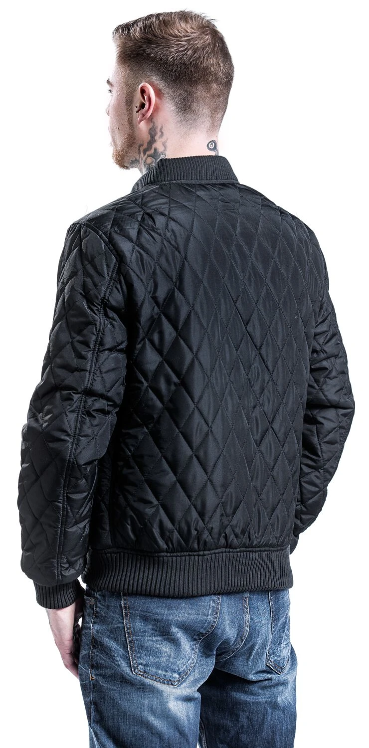 "Diamond Quilt Nylon Jacket" Between-seasons Jacket Black By Urban Classics 9 "Diamond Quilt Nylon Jacket" Between-seasons Jacket Black By Urban Classics - Image 7