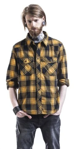 "Checkshirt" Longsleeve Black-yellow By Brandit -Fashionable Men's Clothing Store 298956wa