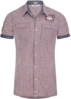 "Reigate" Short-sleeved Shirt Blue-red-white By Lonsdale London
