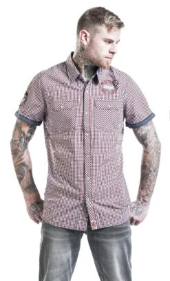 "Reigate" Short-sleeved Shirt Blue-red-white By Lonsdale London -Fashionable Men's Clothing Store 311057wa emp