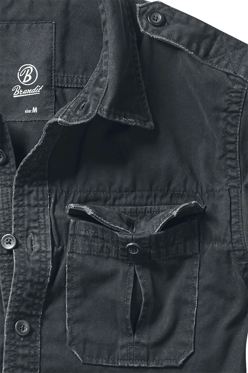 "Vintage Shirt" Longsleeve Black By Brandit 4 "Vintage Shirt" Longsleeve Black By Brandit - Image 2