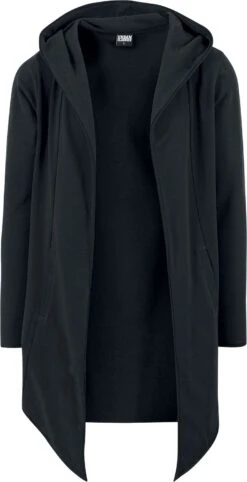 "Long Hooded Open Edge Cardigan" Cardigan Black By Urban Classics