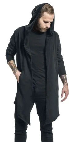 "Long Hooded Open Edge Cardigan" Cardigan Black By Urban Classics -Fashionable Men's Clothing Store 330130wa