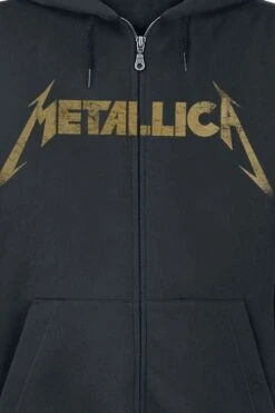 "Hetfield Iron Cross Guitar" Hooded Zip Black By Metallica -Fashionable Men's Clothing Store 341625d