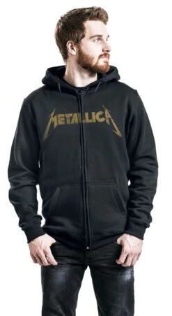 "Hetfield Iron Cross Guitar" Hooded Zip Black By Metallica -Fashionable Men's Clothing Store 341625wa