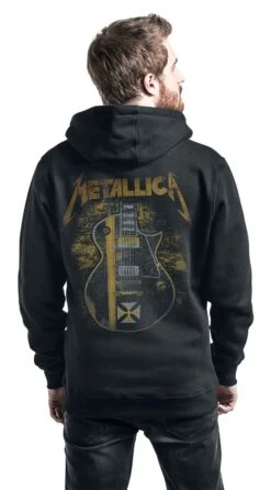 "Hetfield Iron Cross Guitar" Hooded Zip Black By Metallica -Fashionable Men's Clothing Store 341625wb