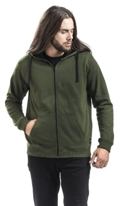 "Mask Of Sanity" Hooded Zip Olive By Black Premium By EMP -Fashionable Men's Clothing Store 349474wa