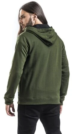 "Mask Of Sanity" Hooded Zip Olive By Black Premium By EMP -Fashionable Men's Clothing Store 349474wb emp