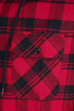 "Hooded Checked Flannel" Flanel Shirt Black-red By RED By EMP -Fashionable Men's Clothing Store 350421d