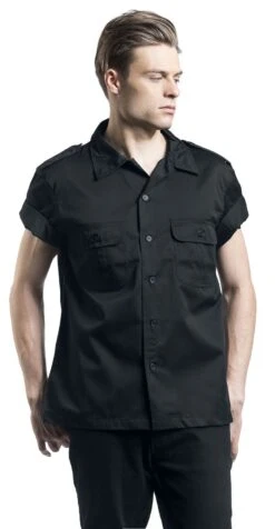 "1/2 Sleeve US Shirt" Short-sleeved Shirt Black By Brandit -Fashionable Men's Clothing Store 358367wa emp