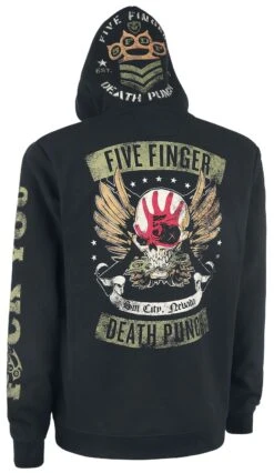 "Locked & Loaded" Hooded Zip Black By Five Finger Death Punch -Fashionable Men's Clothing Store 367156c
