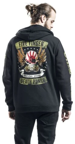 "Locked & Loaded" Hooded Zip Black By Five Finger Death Punch -Fashionable Men's Clothing Store 367156wb