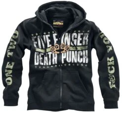 "Locked & Loaded" Hooded Zip Black By Five Finger Death Punch -Fashionable Men's Clothing Store 367156za