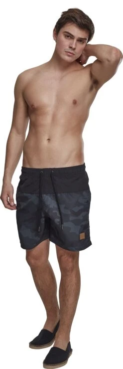 "Block Swim Shorts" Swim Shorts Dark Camo/black By Urban Classics -Fashionable Men's Clothing Store 369942wa