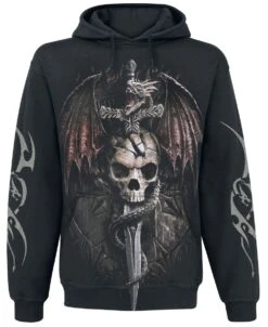 "Draco Skull" Hooded Sweater Black By Spiral