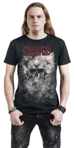 "Gods Of Violence-Skulls" T-Shirt Black By Kreator -Fashionable Men's Clothing Store 376150wa
