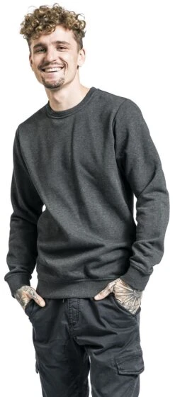 "Basic Terry Crew" Sweatshirt Mottled Dark Grey By Urban Classics -Fashionable Men's Clothing Store 379486wa