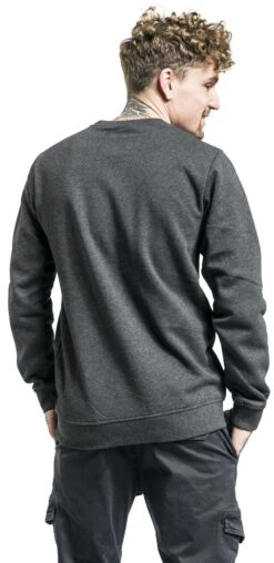"Basic Terry Crew" Sweatshirt Mottled Dark Grey By Urban Classics -Fashionable Men's Clothing Store 379486wb