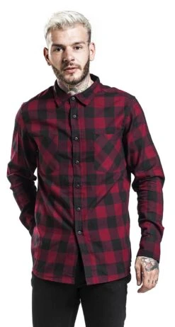 "Checked Flannel Shirt" Flanel Shirt Black-burgundy By Urban Classics 10 "Checked Flannel Shirt" Flanel Shirt Black-burgundy By Urban Classics -Fashionable Men's Clothing Store 379497wa