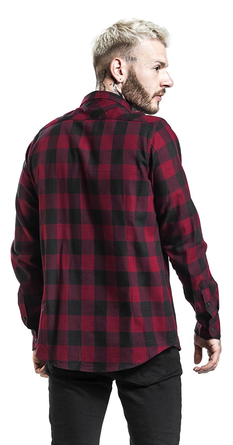 "Checked Flannel Shirt" Flanel Shirt Black-burgundy By Urban Classics 7 "Checked Flannel Shirt" Flanel Shirt Black-burgundy By Urban Classics - Image 5