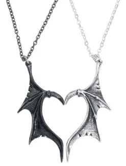 "Demon Wings Sweetheart" Necklace Black-silver By Alchemy Gothic