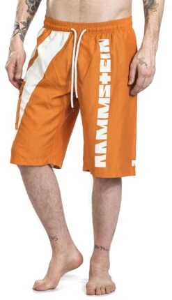 "Reise, Reise" Swim Shorts Orange-white By Rammstein -Fashionable Men's Clothing Store 387011wa