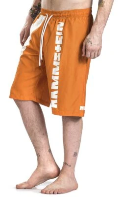 "Reise, Reise" Swim Shorts Orange-white By Rammstein -Fashionable Men's Clothing Store 387011wa2