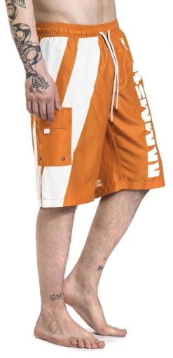 "Reise, Reise" Swim Shorts Orange-white By Rammstein -Fashionable Men's Clothing Store 387011wb2