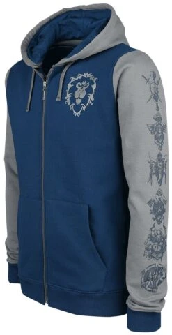 "Alliance Pride" Hooded Zip Blue-grey By World Of Warcraft -Fashionable Men's Clothing Store 394731c