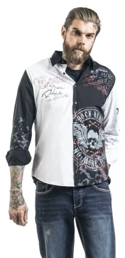 "There Is No Business Like Rock Business" Longsleeve Black-white By Rock Rebel By EMP -Fashionable Men's Clothing Store 395292wa