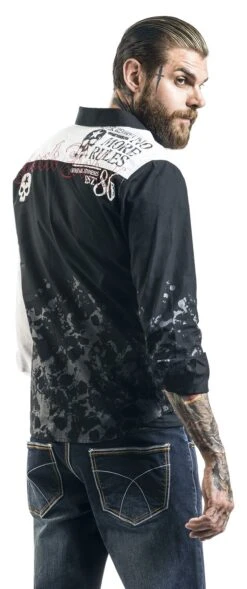 "There Is No Business Like Rock Business" Longsleeve Black-white By Rock Rebel By EMP -Fashionable Men's Clothing Store 395292wb