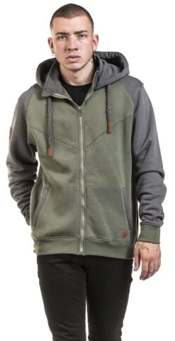 "Mask Of Sanity" Hooded Zip Olive-grey By EMP Premium Collection -Fashionable Men's Clothing Store 395552wa