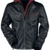 "EMP Signature Collection" Leather Jacket Black-red By Slipknot -Fashionable Men's Clothing Store 397124a