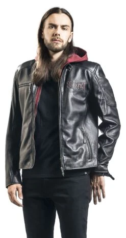 "EMP Signature Collection" Leather Jacket Black-red By Slipknot -Fashionable Men's Clothing Store 397124wa