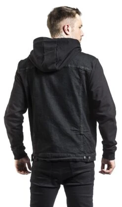 "Cradock Denim Hooded Vest" Hooded Zip Black By Brandit -Fashionable Men's Clothing Store 443199wb
