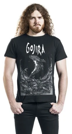 "Woodblock Whales" T-Shirt Black By Gojira -Fashionable Men's Clothing Store 444091wa