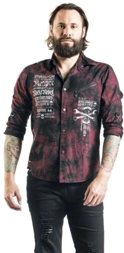 "There Is No Business Like Rock Business" Longsleeve Burgundy By Rock Rebel By EMP -Fashionable Men's Clothing Store 450191wa