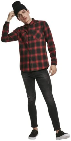 "Checked Flanell Shirt 6" Flanel Shirt Black-red By Urban Classics 9 "Checked Flanell Shirt 6" Flanel Shirt Black-red By Urban Classics -Fashionable Men's Clothing Store 450313wa
